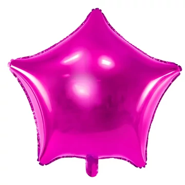 Csillag alakú, sötét pink fólia lufi, 19"/48cm