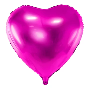 Szív alakú sötét pink fólia lufi, 19"/48cm