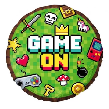 Játék konzol mintás fólia lufi, "Game ON", 48 cm