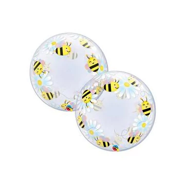 24 inch-es Méhecske Mintás - Sweet Bees & Daisies Deco Bubble Lufi