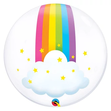 24 inch-es Rainbow Clouds -Szivárvány Felhőkkel Mintás Deco Bubbles Lufi