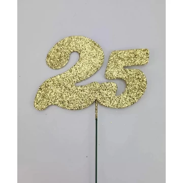 Arany csillámos szám drót pálcán - 25