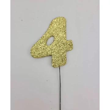Arany csillámos szám drót pálcán - 4