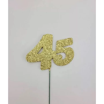 Arany csillámos szám drót pálcán - 45