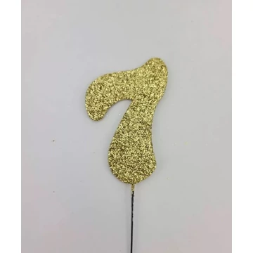 Arany csillámos szám drót pálcán - 7