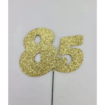 Arany csillámos szám drót pálcán - 85