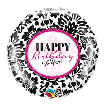 18 inch-es Elegáns Mintás - Birthday Elegant Damask Szülinapi Fólia Lufi