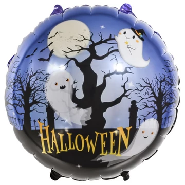 Fólia lufi, 18"/46 cm, halloween, temető szellemekkel