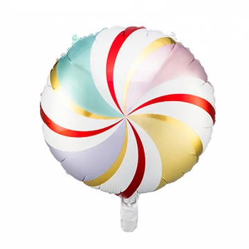 Cukorka alakú gömb fólia lufi, 35 cm
