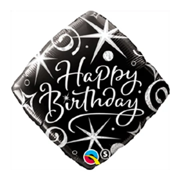 18 inch-es Birthday Elegant Sparkles and Swirls Szülinapi Fólia Lufi
