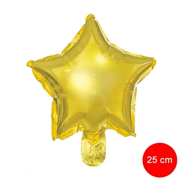 Arany csillag fólia lufi, 25 cm