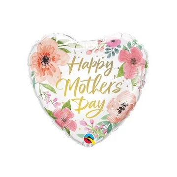 18 inch-es Mother's Day Pink Floral Anyák Napi Szív Fólia Lufi