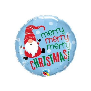18 inch-es Manó Mintás - Merry Christmas Gnome Fólia Lufi