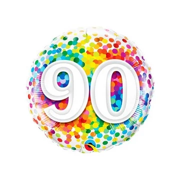 18 inch-es 90 Rainbow Confetti Szülinapi Fólia Lufi