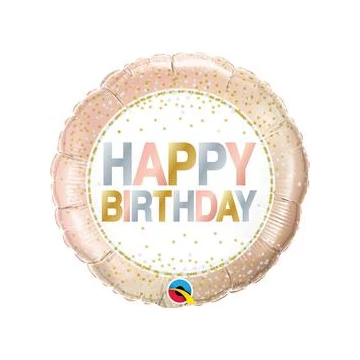 18 inch-es Arany Pöttyös Elegáns Happy Birthday Szülinapi Fólia Lufi