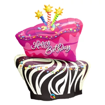 41 inch-es Torta - Birthday Funky Zebra Stripe Cake Szülinapi Fólia Lufi
