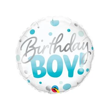 18 inch-es Birthday Boy Blue Dots Szülinapi Fólia Lufi