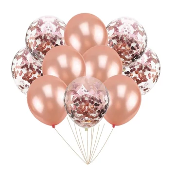 Lufi csomag, pink és pink konfettis, 30cm, 10 db/cs