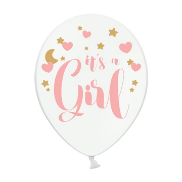 Babaváró latex léggömb, It's a girl, 5db/cs