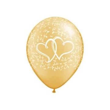 11 inch-es Entwined Hearts Gold Esküvői Lufi (5 db/csomag)
