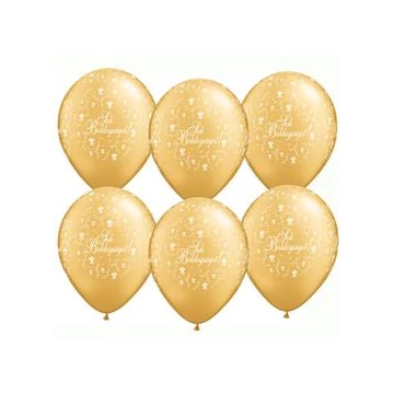 11 inch-es Sok Boldogságot Metallic Gold Virágmintás Lufi Esküvőre (5 db/csomag)