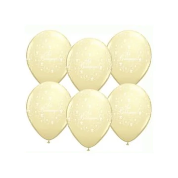 11 inch-es Sok Boldogságot Ivory Silk Virágmintás Lufi Esküvőre