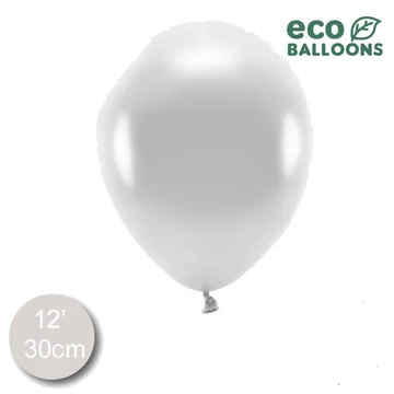 11 inch-es ECO metál ezüst latex lufi - 10 db/csomag