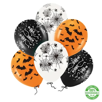 Lufi, narancssárga és fekete, halloween mintákkal 6 db