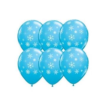 11 inch-es Snowflakes and Sparkles Hópelyhes Robins Egg Blue Lufi (5 db/csomag)