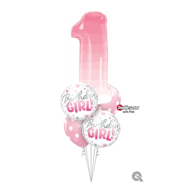 'First Birthday Girl 2' szülinapi lufi csokor