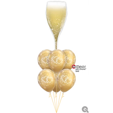 'Golden Champagne and Hearts' lufi csokor