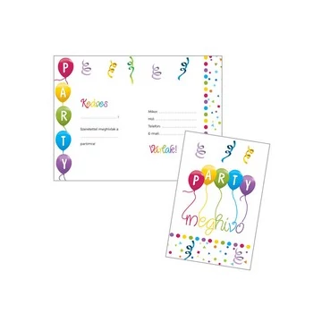 Streamers Parti Meghívó és Boríték - 8 db-os