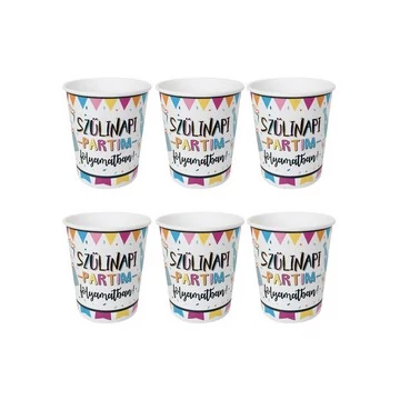Szülinapi Partim Folyamatban Feliratú Parti Papír Pohár - 250 ml, 6 db-os