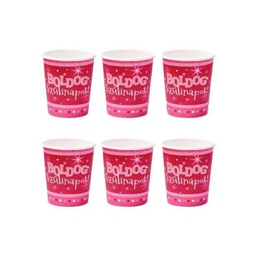 Boldog Szülinapot Rózsaszín Parti Pohár - 250 ml, 6 db-os