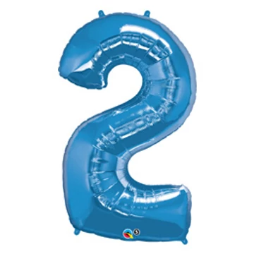 34 inch-es Number 2 Sapphire Blue - Zafírkék Számos Fólia Lufi