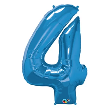 34 inch-es Number 4 Sapphire Blue - Zafírkék Számos Fólia Lufi