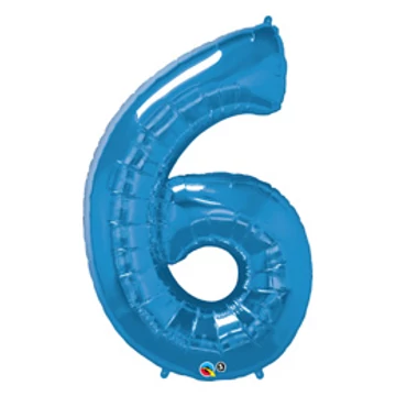 34 inch-es Number 6 Sapphire Blue - Zafírkék Számos Fólia Lufi