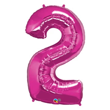 34 inch-es Number 2 Magenta - Rózsaszín Számos Fólia Lufi
