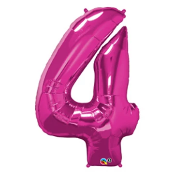 34 inch-es Number 4 Magenta - Rózsaszín Számos Fólia Lufi