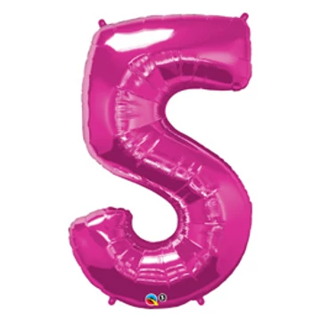 34 inch-es Number 5 Magenta - Rózsaszín Számos Fólia Lufi