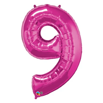34 inch-es Number 9 Magenta - Rózsaszín Számos Fólia Lufi
