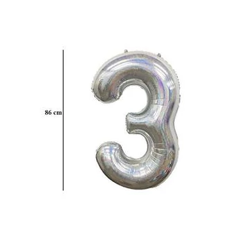 34 inch-es 3 Csillogó Ezüst - Laser Silver Számos Super Shape Fólia Lufi