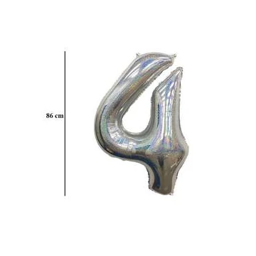 34 inch-es 4 Csillogó Ezüst - Laser Silver Számos Super Shape Fólia Lufi
