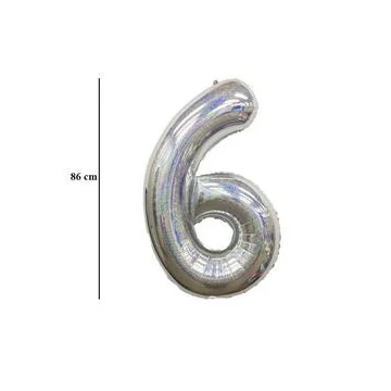 34 inch-es 6 Csillogó Ezüst - Laser Silver Számos Super Shape Fólia Lufi
