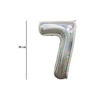 34 inch-es 7 Csillogó Ezüst - Laser Silver Számos Super Shape Fólia Lufi