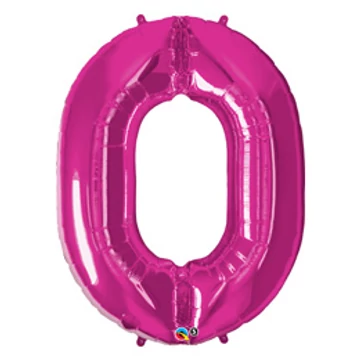 34 inch-es Number 0 Magenta - Rózsaszín Számos Fólia Lufi