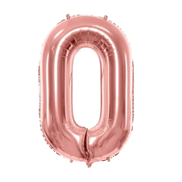 0. szám, fólia lufi, 86 cm, rosegold