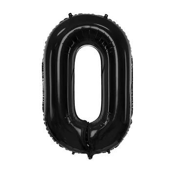 Fekete 0. szám fólia lufi, 86 cm