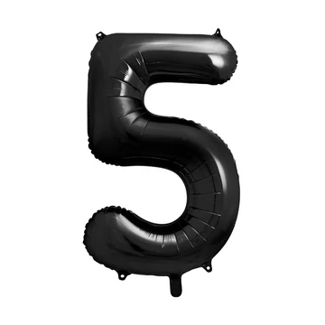 Fekete 5. szám fólia lufi, 86 cm