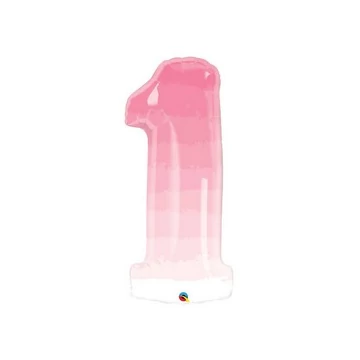34 inch-es Number 1 Rózsaszín Ombre Mintás Fólia Lufi